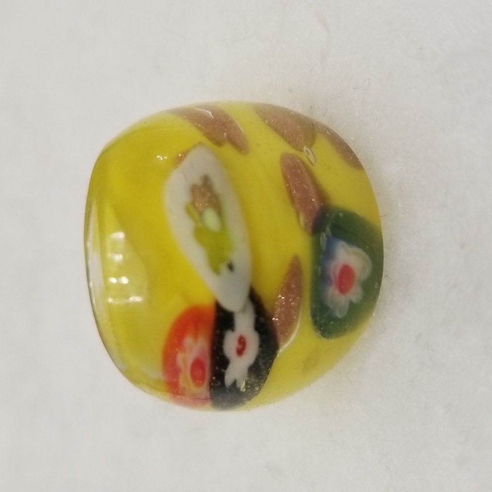 COPY - Murano Style Glass Millefiori Flowered Multicolored Dome Cocktail Ring U…